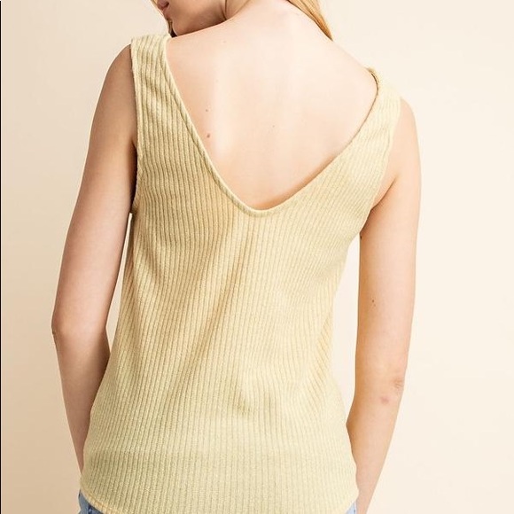 Yellow Soft Knit Twist Tie Tank - Picture 4 of 4